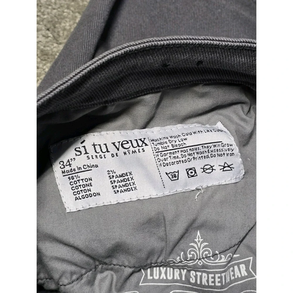 Si Tu Veux Serge De Nimes Men's Size 34 Smoke Gray Wax Stacked‎ Cargo Jeans